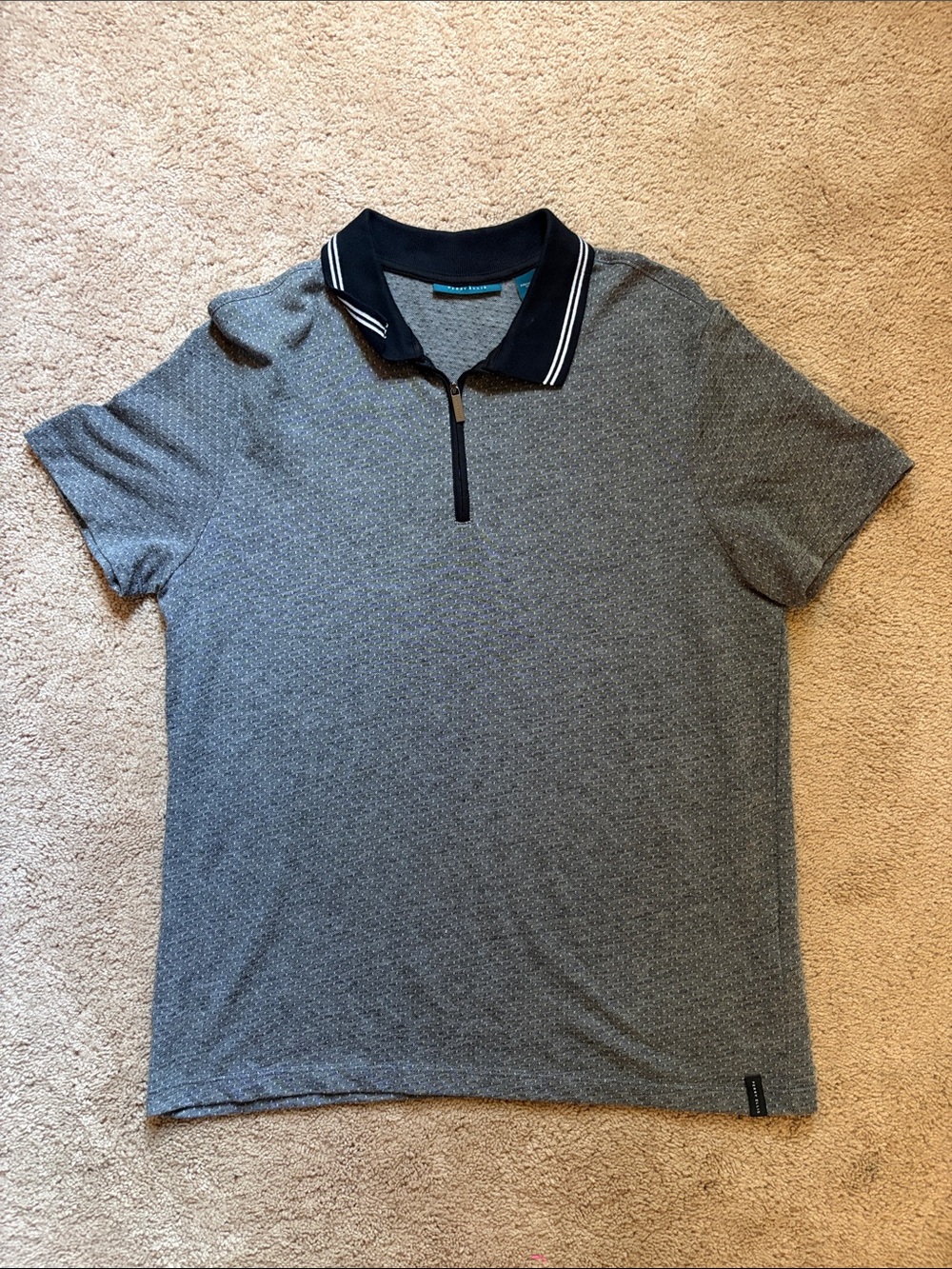 Perry Ellis Grey Polo with BlackTrim and Quarter-Zip
